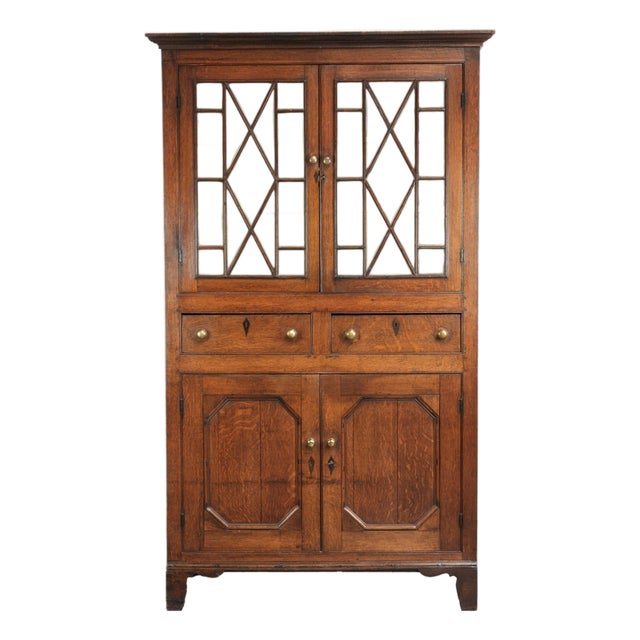 Antique English Oak Cabinet, 1700s For Sale