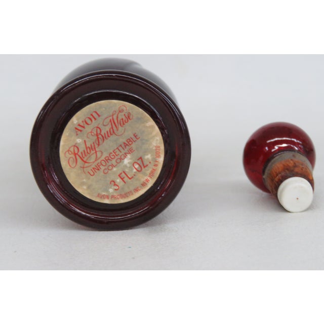 Avon Empty Glass Bottle With Stopper From 1970s Ruby Bud Vase Cologne Line 5014b For Sale In Miami - Image 6 of 10