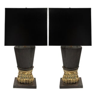 Sculptural Rarity:Mid 19th Century Italian Lion Paw Table Lamps - a Pair For Sale