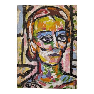 Head of a Woman | Acrylic on Canvas | Expressionist | Edward A. Davidson | 1976 For Sale