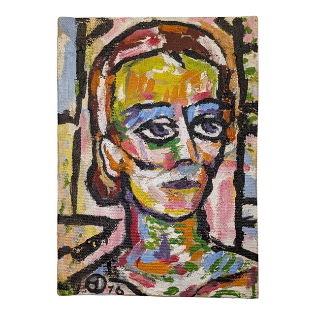 Head of a Woman | Acrylic on Canvas | Expressionist | Edward A. Davidson | 1976 For Sale
