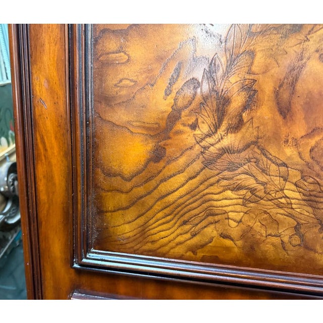 Late 20th Century Large Scale Neo-Classical Style Burl Mahogany Trumeau Mirror For Sale - Image 5 of 6