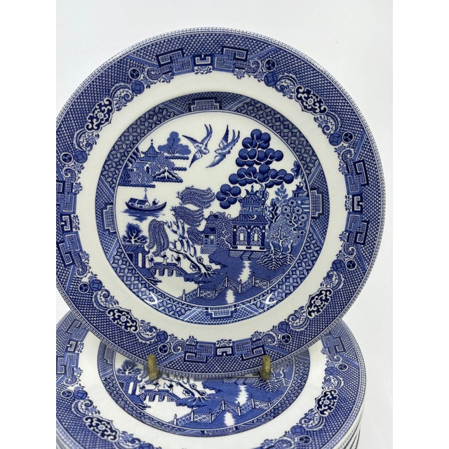Johnson Brothers Late 20th Century Johnson Brothers England Blue Willow Dessert / Appetizer Plates - Set of 8 For Sale - Image 4 of 6