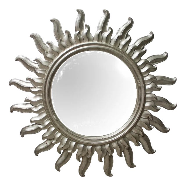 Mid-Century Modern Sun Mirror in Silver Bath Wood, 1960 For Sale