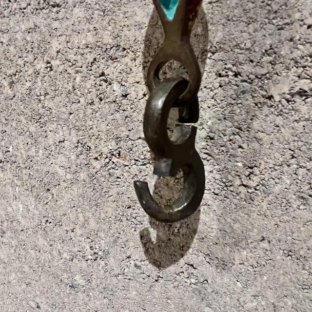 1958 Pepe Mendoza Hanging Lamp Chain Malachite Brass Mexico For Sale In San Diego - Image 6 of 7