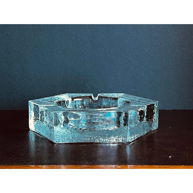 Extra Large MCM Ice Glass Hexagon Ashtray For Sale In Washington DC - Image 6 of 9