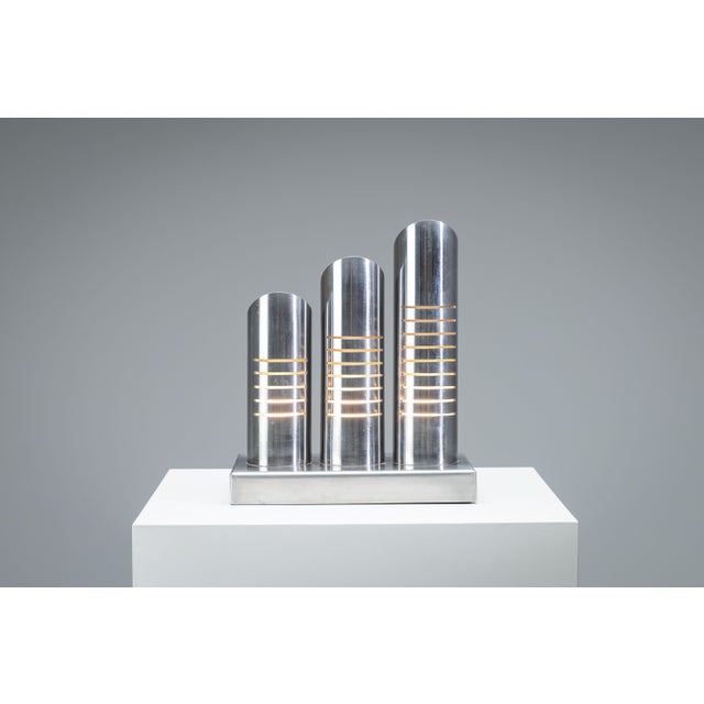 1960s Triple Column Table Lamp in Stainless Steel attributed to Goffredo Reggiani, 1960s For Sale - Image 5 of 18