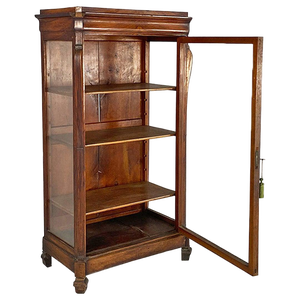 English Showcase in Wood with Interior Shelves and Original Glass Panes, 1800s