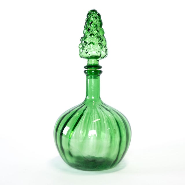 1960s Murano Style Green Art Glass / Decanter, Possibly Empoli For Sale - Image 4 of 8