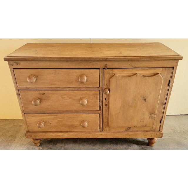 Antique Pine Dresser Base With Drawers and Storage Compartment From England - Circa 1890 For Sale - Image 13 of 13
