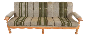 Vintage Danish Modern Sofa Mid Century Oak Frame