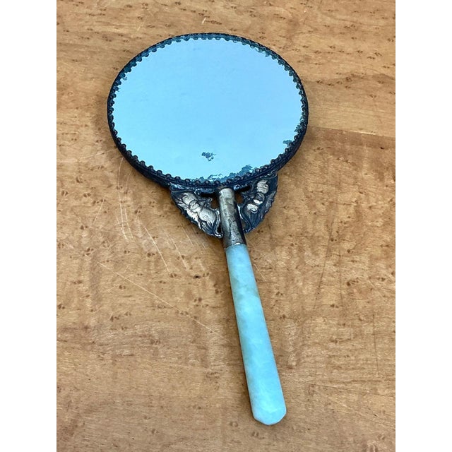 Vintage Floral Motif Metal Hand Mirror For Sale - Image 12 of 13