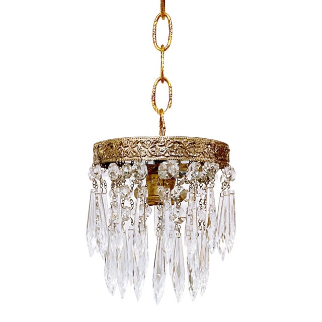 1950s Italian Brass Upside Down Layered Cake Chandelier For Sale