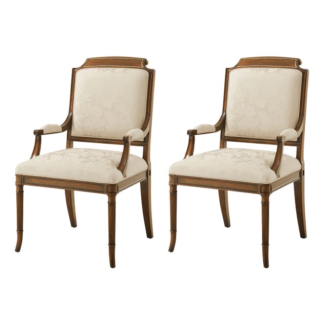 English Regency Style Dining Arm Chairs- Set of 2 For Sale