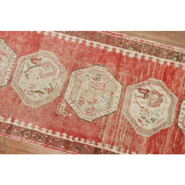 Textile Vintage Zabihi Collection Red Turkish Oushak Narrow Runner - 2'4" x 7'6" For Sale - Image 7 of 9
