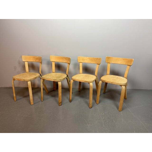Vintage Model 69 Plywood Chairs by Alvar Aalto for Artek, Finland, 1940s, Set of 4 For Sale - Image 9 of 10