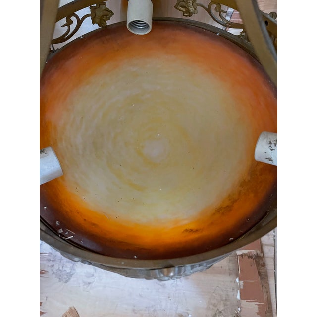 1920s Schneider Art Deco Chandelier For Sale - Image 10 of 12