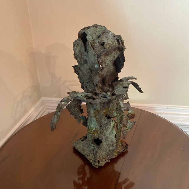Brutalist Early 21st Century Bronze Artist Made Brutalist Style Flower Sculpture For Sale - Image 3 of 9