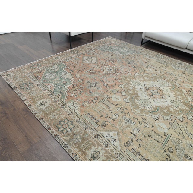 1960s 1960s Vintage Persian Handmade Wool Cotton Brown Area Rug For Sale - Image 5 of 11