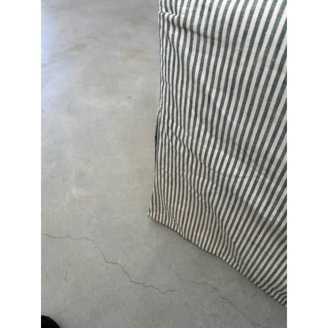 Custom Upholstered Waterfall Ottoman in Rose Tarlow “Gigi” Stripe For Sale - Image 6 of 7