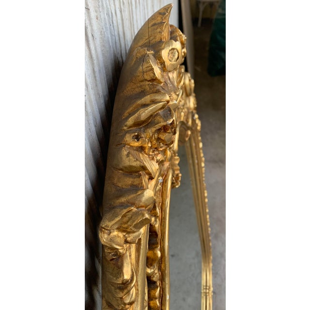 1900 - 1909 Early 20th French Empire Period Carved Gilt Wood Mirror For Sale - Image 5 of 9