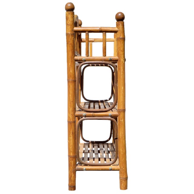 Mid-Century Modern Boho Chic Natural Bamboo Shelf Unit - Two Available For Sale - Image 3 of 3