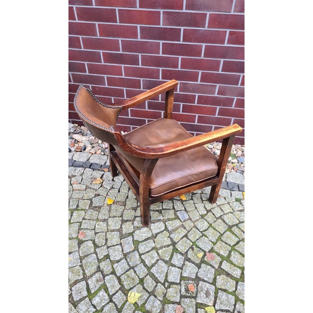 Vintage Chair in Wood and Leather, 1950s For Sale - Image 14 of 15