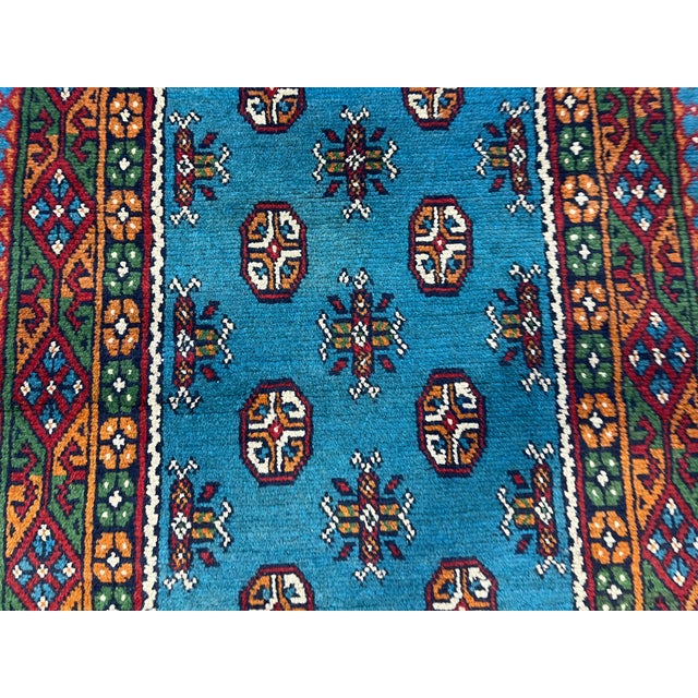 Blue Turkmen Style Tribal Runner Rug With Geometric Motifs, 2'9" X 9'4" For Sale - Image 6 of 15
