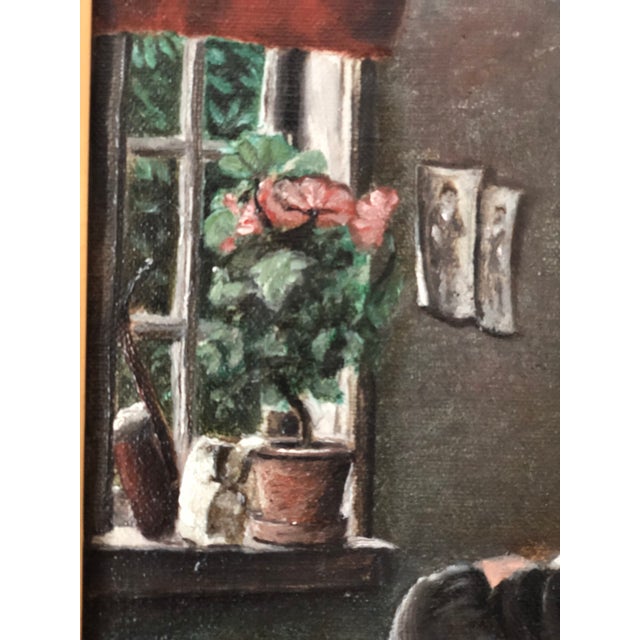 Rustic European Vintage Original Cottage Oil Painting: Gilded Framed Interior Art For Sale - Image 3 of 12