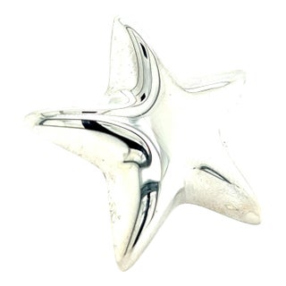 1990s Tiffany & Co Estate Puffed Star Brooch Sterling Silver For Sale