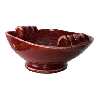 1960s Fortunata Design Italian Art Pottery Bowl in Oxblood Red For Sale