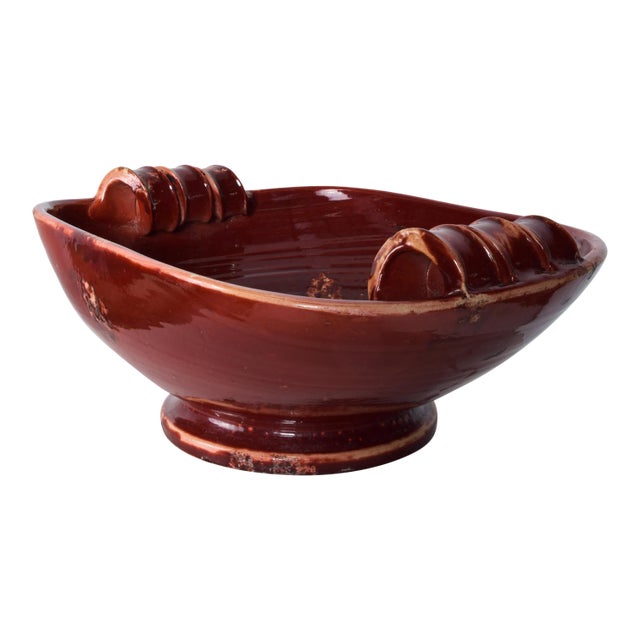1960s Fortunata Design Italian Art Pottery Bowl in Oxblood Red For Sale