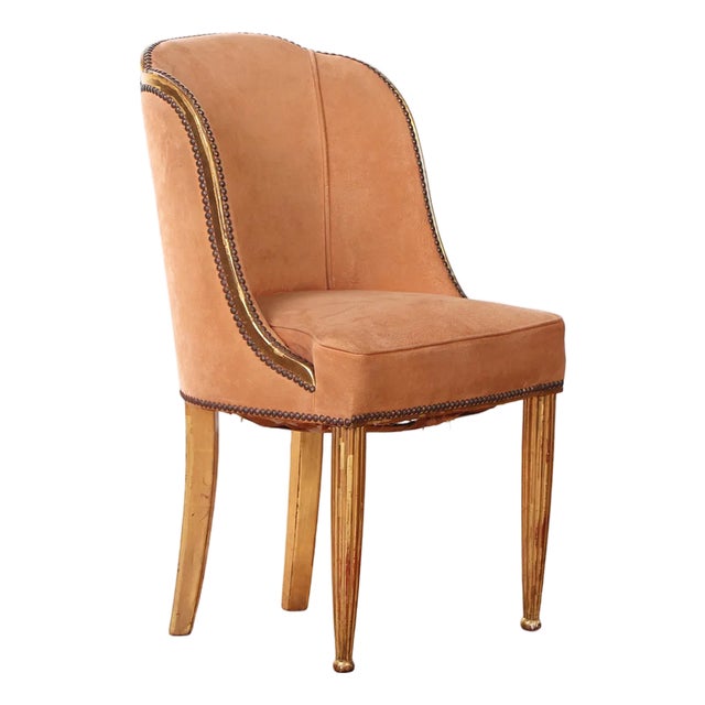 French Giltwood Upholstered Accent Chair, Circa 1930 For Sale