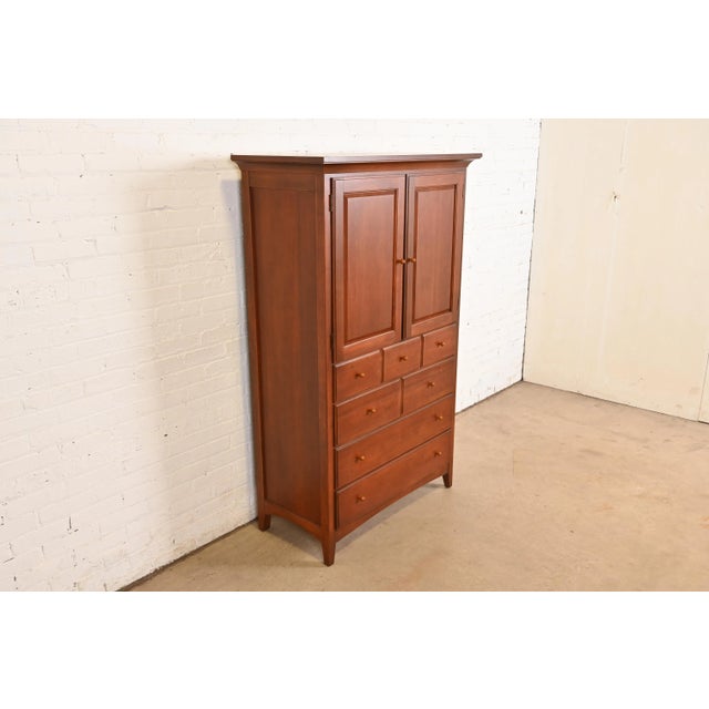 Thomasville Thomasville Arts & Crafts Cherry Wood Armoire Dresser or Linen Press For Sale - Image 4 of 15