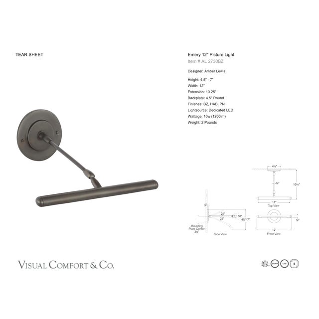 Amber Lewis for Visual Comfort Signature Emery 12" Picture Light in Bronze For Sale In Houston - Image 6 of 7