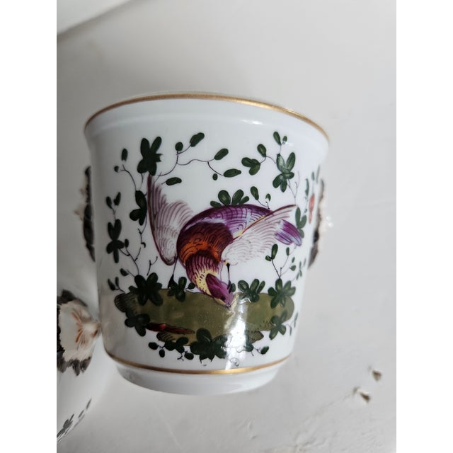 Charming Antique Tiny Hand Painted Porcelain Cachepot Attributed Richard Klemm Dresden Gilman Collamore Fifth Ave. - A Pair For Sale - Image 4 of 8