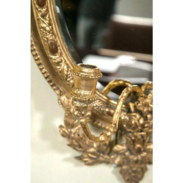 Pair 19th C Mirror Oval Sconces Giltwood Design With Two Candle on Each Mirror For Sale In New York - Image 6 of 10