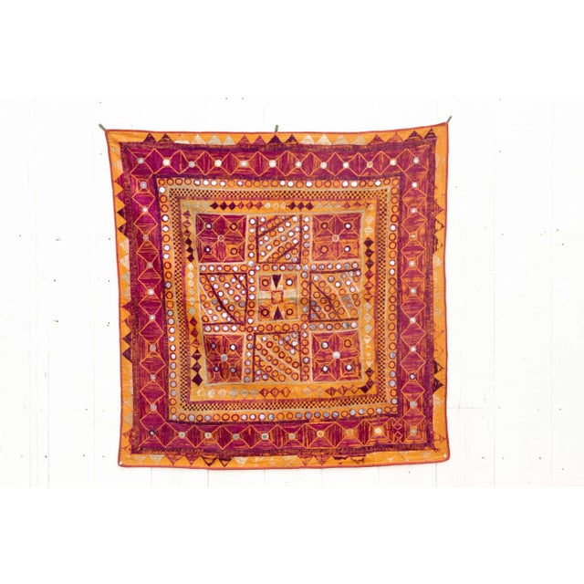 Indian Royal Antique Silk Kutch Wall Tapestry For Sale - Image 3 of 9