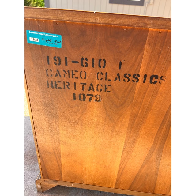 Drexel Heritage Drexel Heritage Cameo Classics King Bedroom Set, 4 Pieces, Cane & Burlwood, Vintage 1970s For Sale - Image 4 of 15