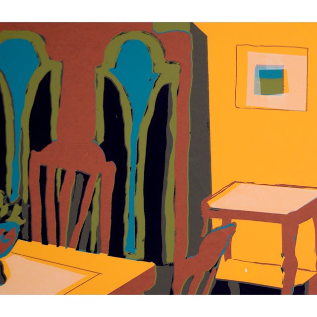 1980s Yellow Dining Room Interior - Multi Layer Fauvist Screenprint on Archival Paper by Doris Warner For Sale - Image 5 of 7