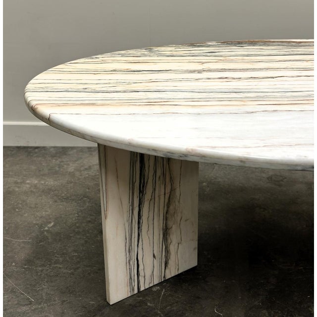Large Italian Sculptural Stone Oval Arabescato Rosso Marble Dining Table, 1970s For Sale - Image 6 of 16