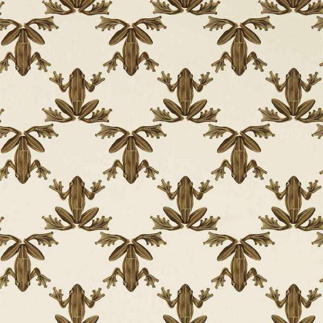 Harlequin Wood Frog Wallpaper in Gold/Parchment - a Sample For Sale