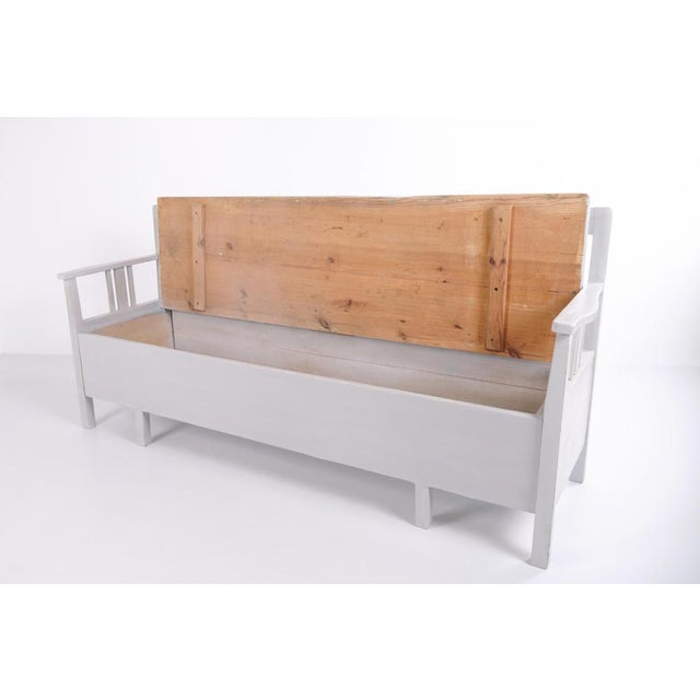 Swedish Bench in Grey Painted Pinewood, 1860s For Sale - Image 12 of 15