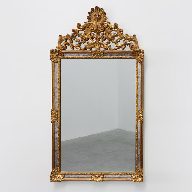 20th Century Mirror with Acanthus Crest and Marbled Border from Deknudt, Belgium, 1950s For Sale - Image 12 of 12
