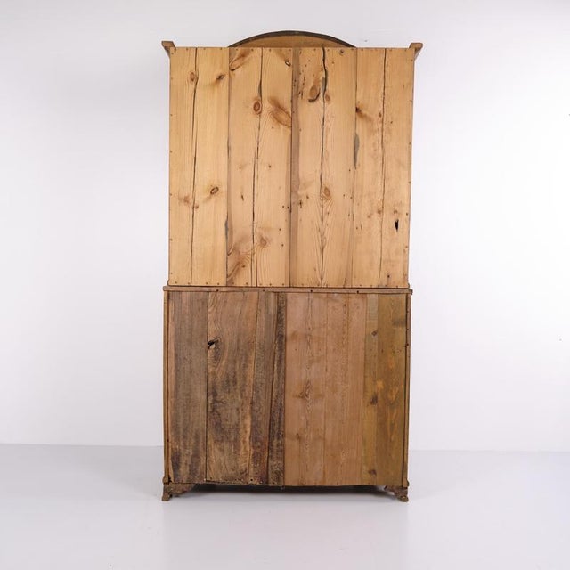 Antique Oak Secretary Desk with Glazed Display Cabinet and Brass Fittings, 1880 For Sale - Image 13 of 17