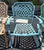 Blue Vintage Cast Aluminum Brightly Painted Outdoor Armchairs- Set of 6 For Sale - Image 8 of 18