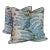 Brunschwig & Fils Riviere Aqua Pillows With Blue Cord- Double Sided Pair For Sale
