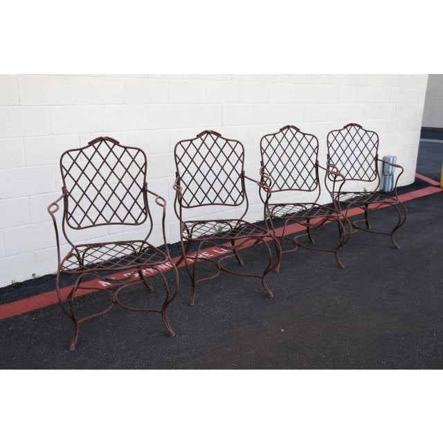 Gregorius Pineo Vintage Set of Four Gregorius Pineo Faux Bois Twig Iron Outdoor Dining Armchairs — Los Angeles, Ca For Sale - Image 4 of 18
