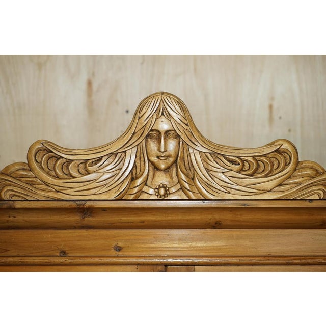 Art Nouveau Pine Wardrobe For Sale - Image 4 of 18