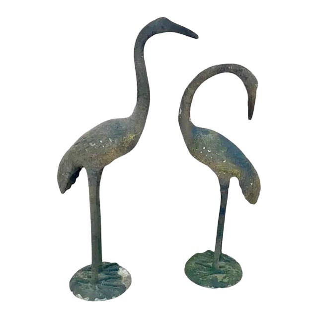 Vintage Cast Metal Cranes, a Pair For Sale